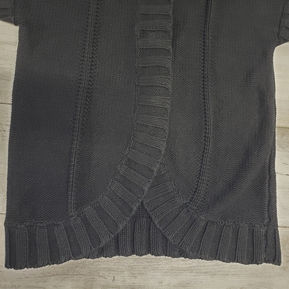 Kenneth Cole Reaction Black Ribbed Knit Short Sleeve Cardigan Sweater Size S Y2K - Picture 9 of 13